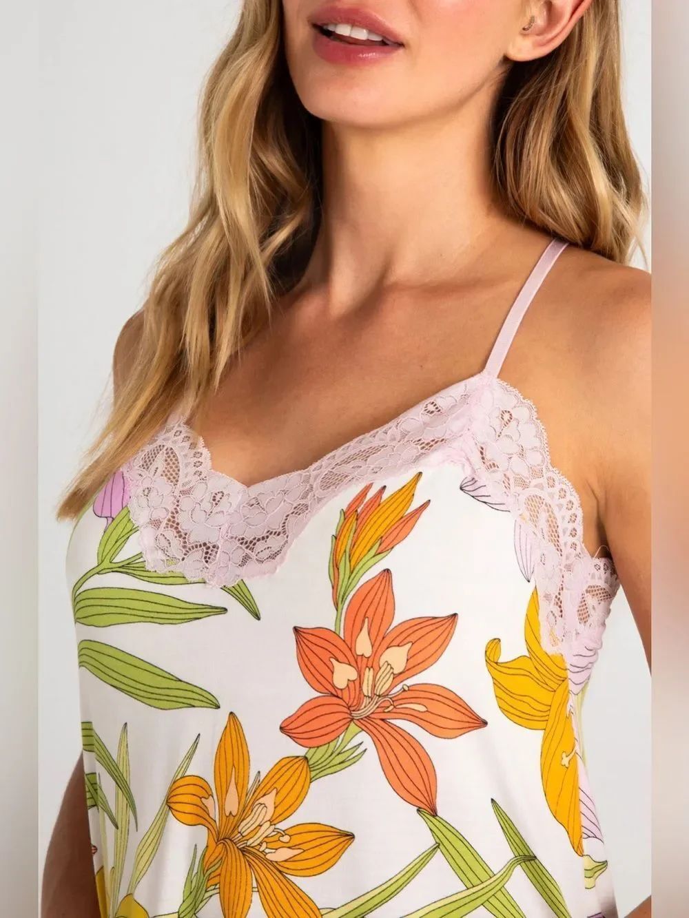 PJ Salvage Women's Chemise Lazy Days Slip Night Dress in Floral Lilac Snow Small